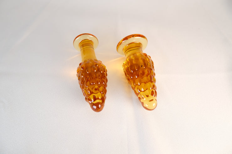 Handcrafted Smooth Amber Brown Glass Anal Butt Plug Sex Toy G-Spot Massager Masturbator Toy