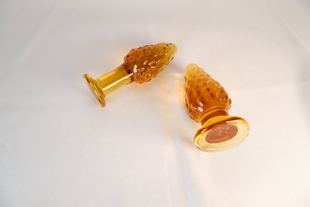 Handcrafted Smooth Amber Brown Glass Anal Butt Plug Sex Toy G-Spot Massager Masturbator Toy