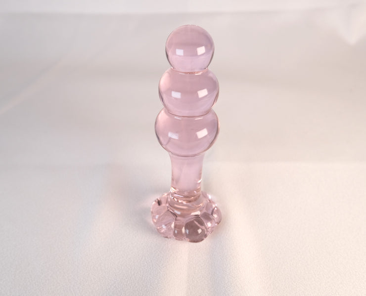 Pink Glass Anal Butt Plug Dildo Beads Anal Trainer Sex Toys for Men Women