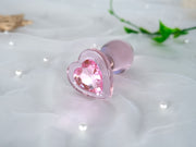 Luxury Glass Pink Heart Dildo Anal Butt Plug Sex Toy G-Spot Massager Women Men