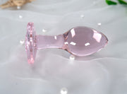 Luxury Glass Pink Heart Dildo Anal Butt Plug Sex Toy G-Spot Massager Women Men