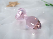 Luxury Glass Pink Heart Dildo Anal Butt Plug Sex Toy G-Spot Massager Women Men