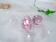 Luxury Glass Pink Heart Dildo Anal Butt Plug Sex Toy G-Spot Massager Women Men