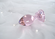 Luxury Glass Pink Heart Dildo Anal Butt Plug Sex Toy G-Spot Massager Women Men