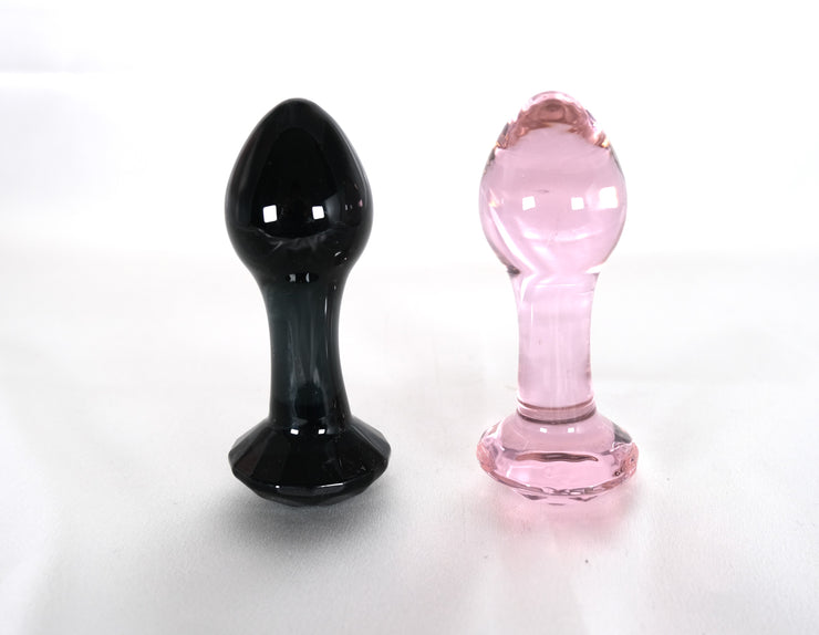 Pink Black Crystal Glass Anal Plug Butt Plug G Spot Anus Masturbation Sex Toy