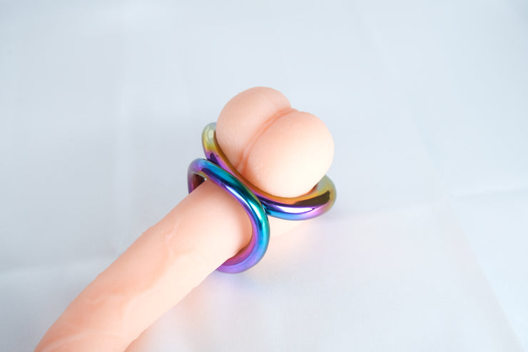 Stainless Steel Rainbow Cock Ring Penis Locking Ring