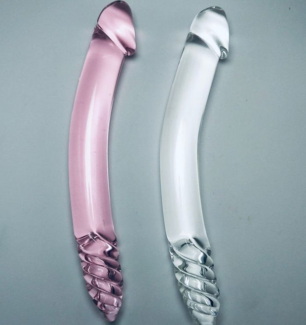 New Design Pink Clear Glass Anal Butt Plug Dildo Anal Trainer Sex Toys Men Women