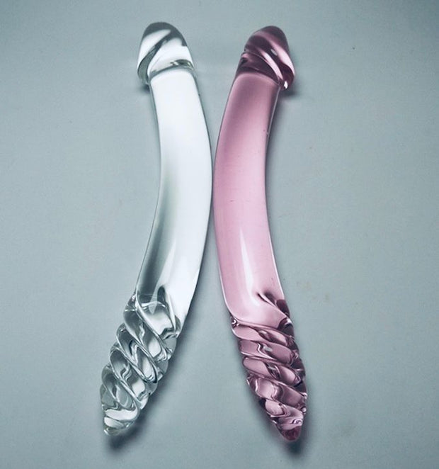 New Design Pink Clear Glass Anal Butt Plug Dildo Anal Trainer Sex Toys Men Women