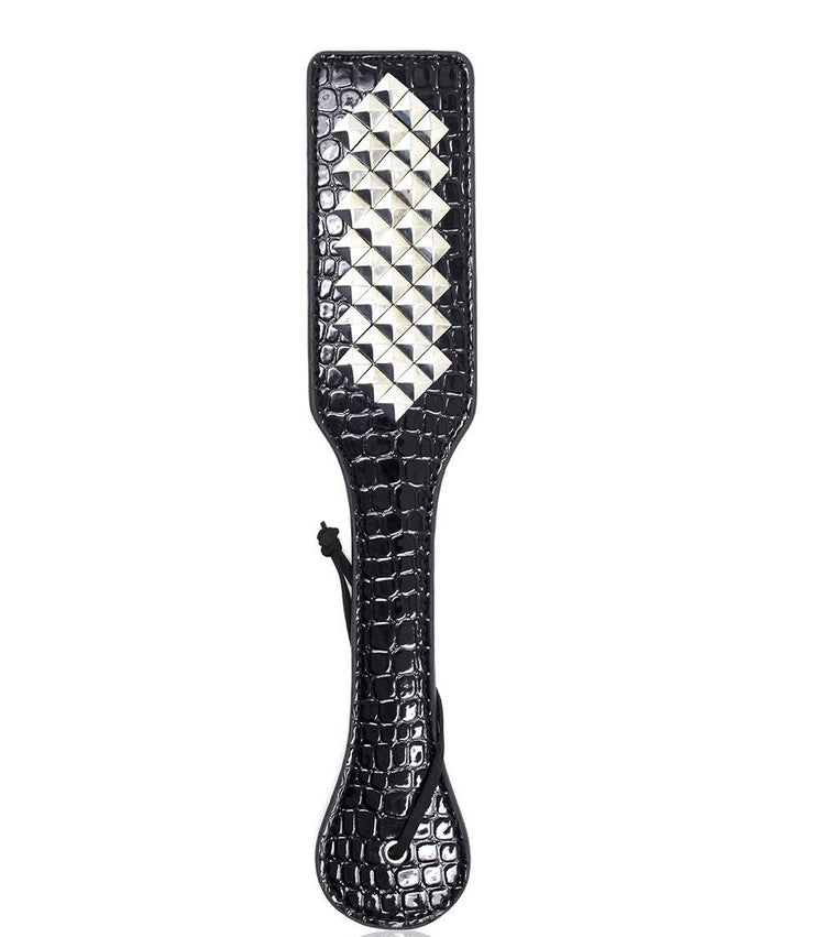 Leather Paddle Slapper with Spikes – Double Strap, Heavy-Duty Design for Impact Play