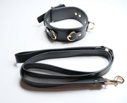 Leather Collar With Handcuffs Set