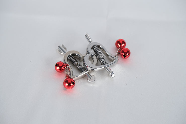 Heart Shaped Nipples Clamp With Red Bell
