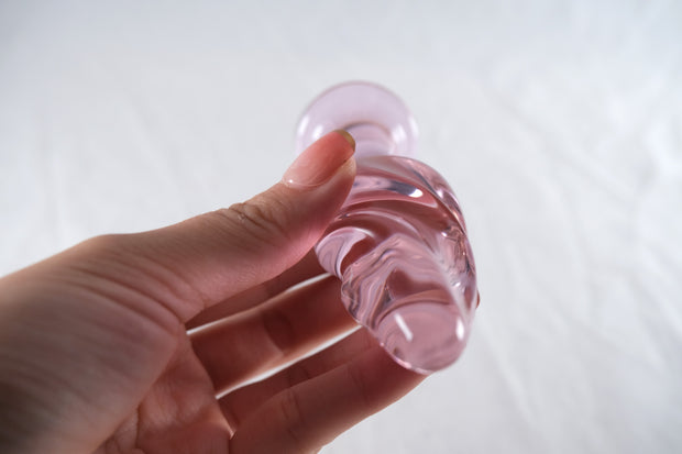 Pink Glass Spiral Butt Plug