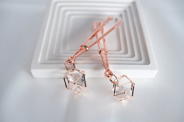 Rose Gold Nipple Clamps Artificial Diamond
