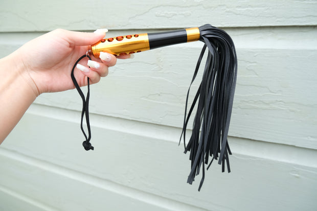 Gold Handle Leather Flogger