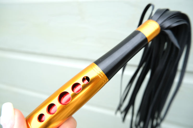 Gold Handle Leather Flogger