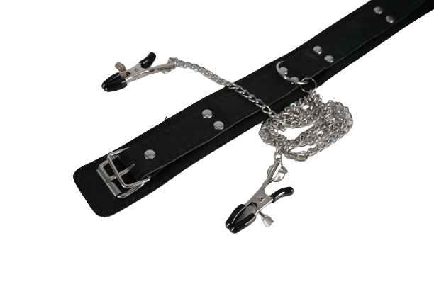 Slave Collar with Adjustable Nipple clamps