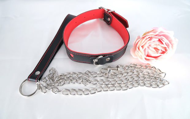 Leather Collar with Chain