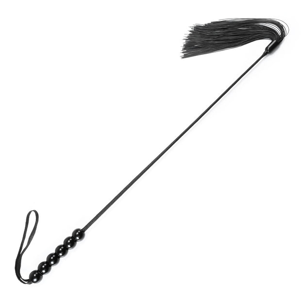 Black Whip Flogger With Beads