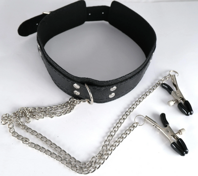 Slave Collar with Adjustable Nipple clamps